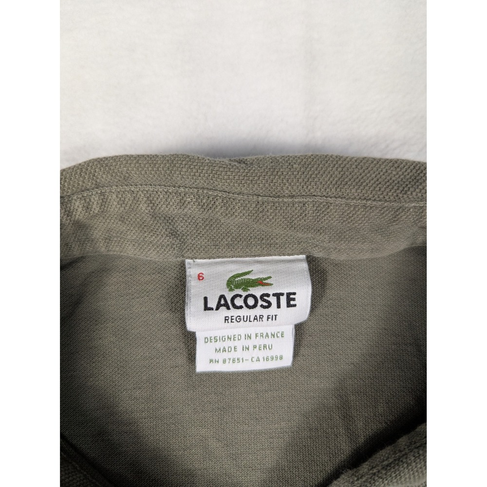 Lacoste Regular Fit Olive Green Linen Blend Mens Two Pocket Polo Shirt Medium - Picture 3 of 5